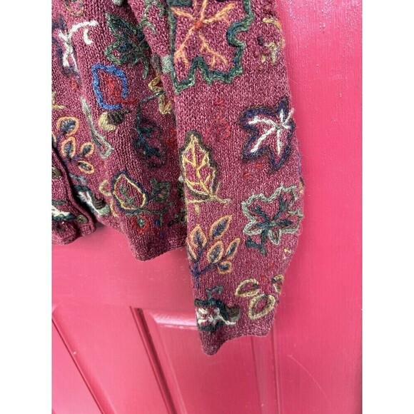 Vintage Teacher Sweater L Silk Wool Cardigan Grannycore M Medium Farm Fairycore - Picture 4 of 7